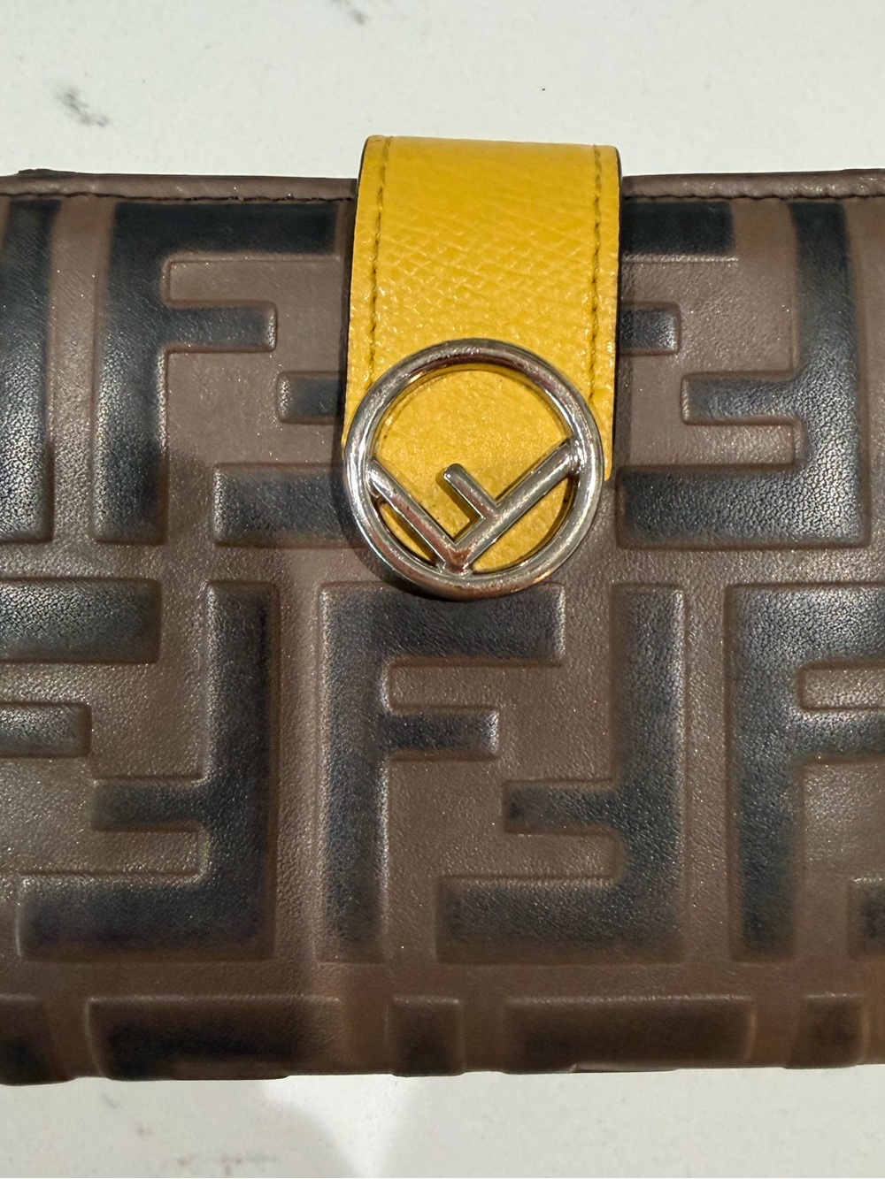 Authentic Fendi Vitello F is Fendi FF 1974 Embossed Wallet